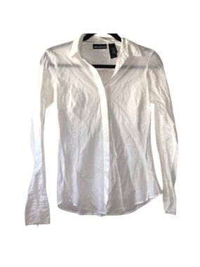 DKNY Jeans Womens White Long Sleeve Button-Up Shirt Size 2